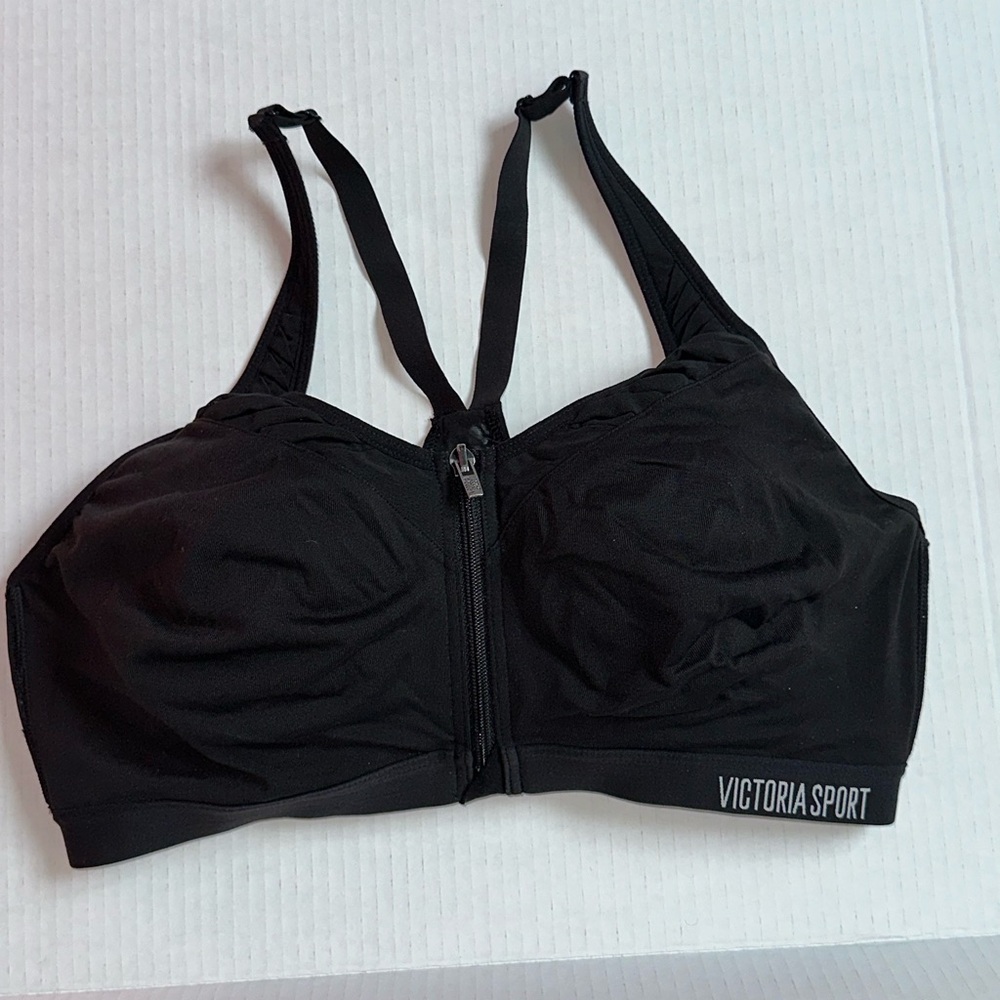 Black Front-Zip High Support Sports Bra